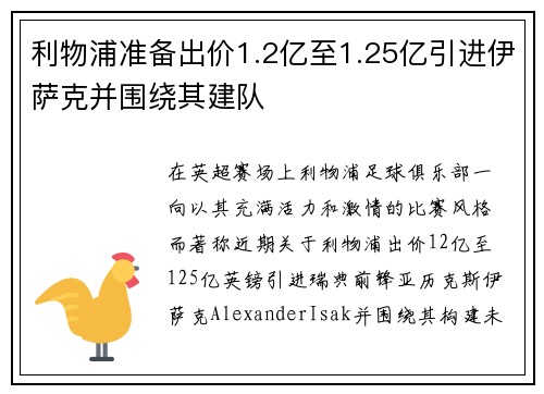利物浦准备出价1.2亿至1.25亿引进伊萨克并围绕其建队